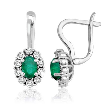 0.90 ct. Pırlanta Zümrüt Küpe